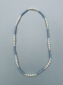 VINTAGE GLASS BEAD &amp; PEARL NECKLACE 05