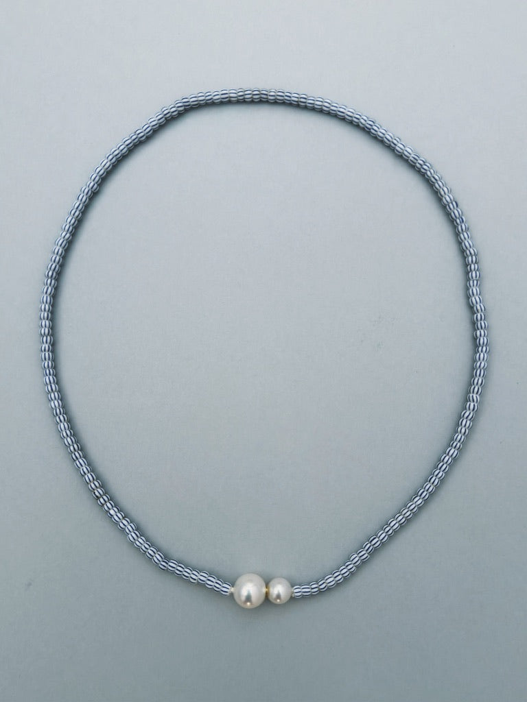VINTAGE GLASS BEAD &amp; PEARL NECKLACE 04