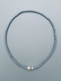 VINTAGE GLASS BEAD &amp; PEARL NECKLACE 04