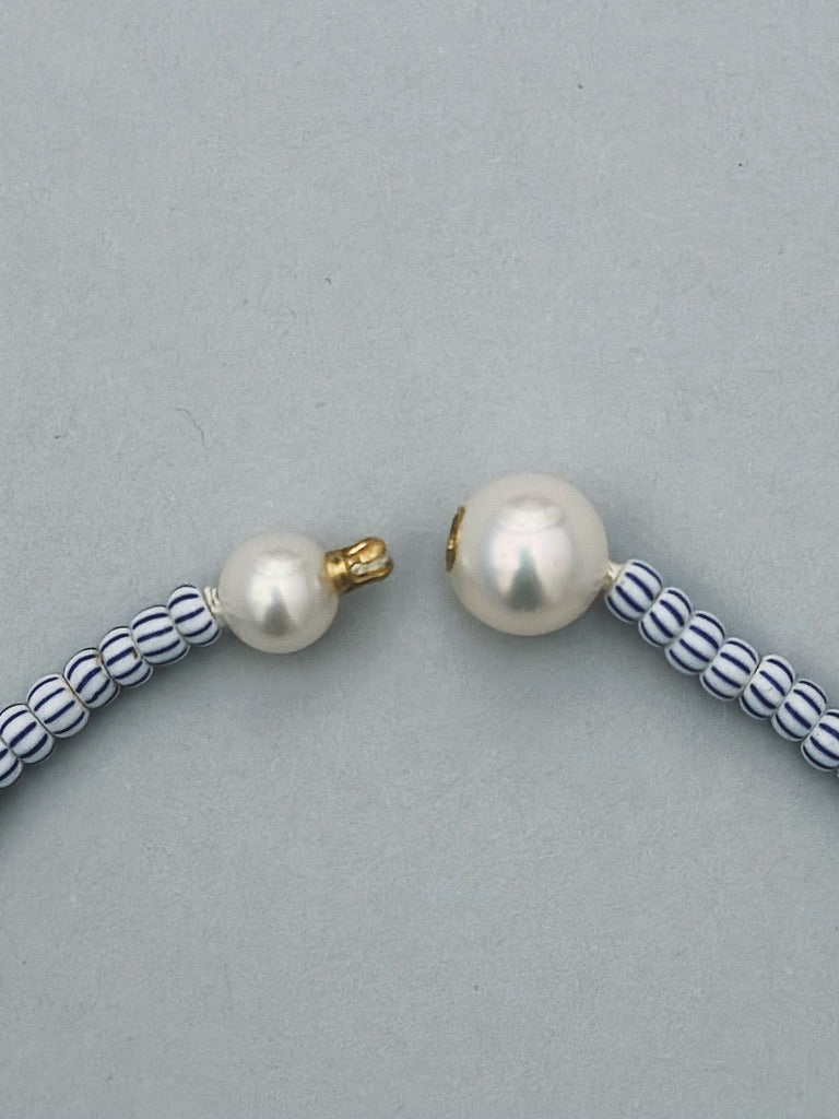 VINTAGE GLASS BEAD &amp; PEARL NECKLACE 04