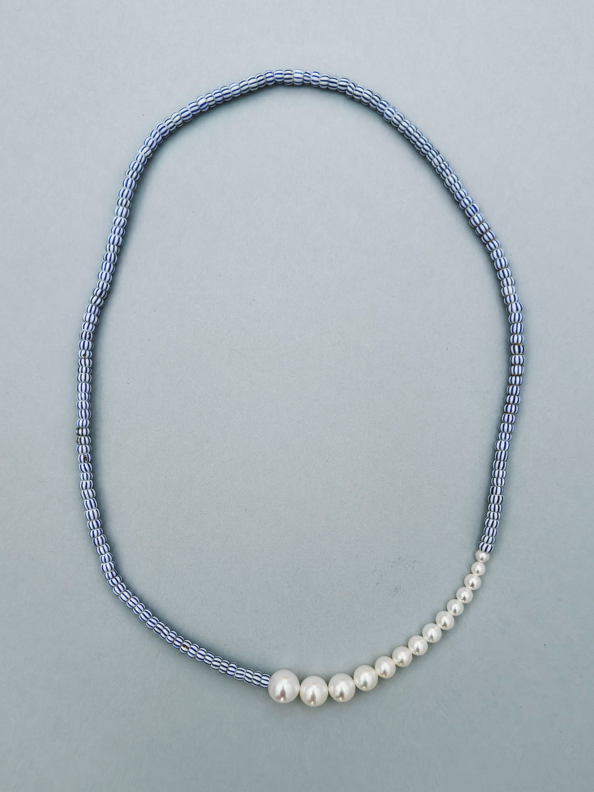 VINTAGE GLASS BEAD &amp; PEARL NECKLACE 01