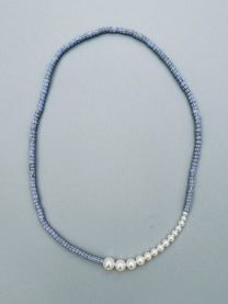 VINTAGE GLASS BEAD &amp; PEARL NECKLACE 01